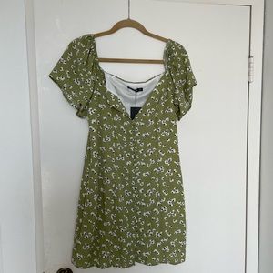 Mini green button down dress